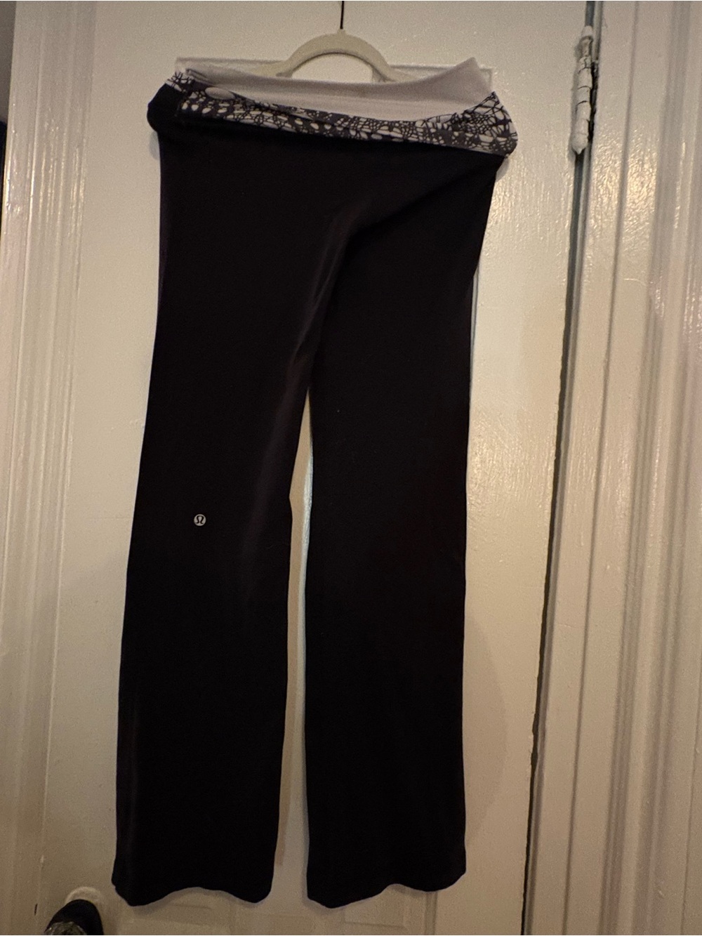 lululemon athletica Black Flare Yoga Pants with Printed Waistband